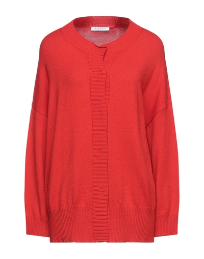 Shop Vivetta Woman Cardigan Red Size 4 Virgin Wool, Acrylic, Polyester