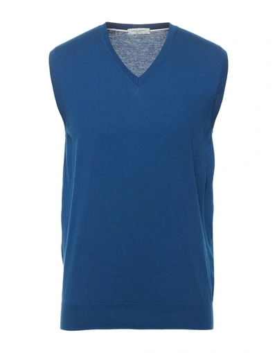 Shop Paolo Pecora Man Sweater Blue Size M Cotton