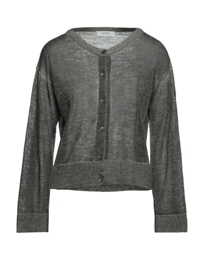 Shop Alpha Studio Woman Cardigan Steel Grey Size 10 Linen, Polyester, Metallic Fiber, Polyamide