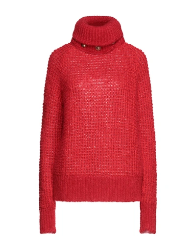 Shop Balmain Woman Turtleneck Red Size 10 Mohair Wool, Viscose, Polyamide