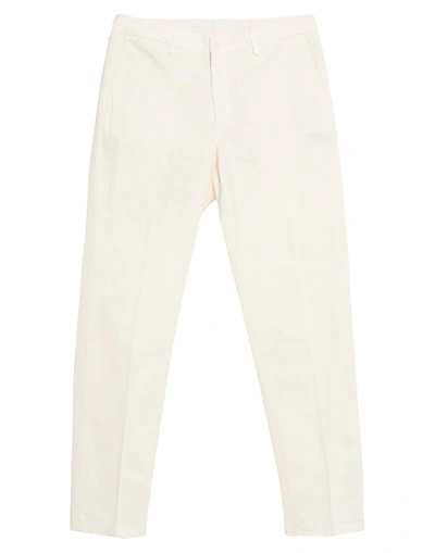 Shop Dunhill Man Pants Ivory Size 40 Cotton, Elastane In White