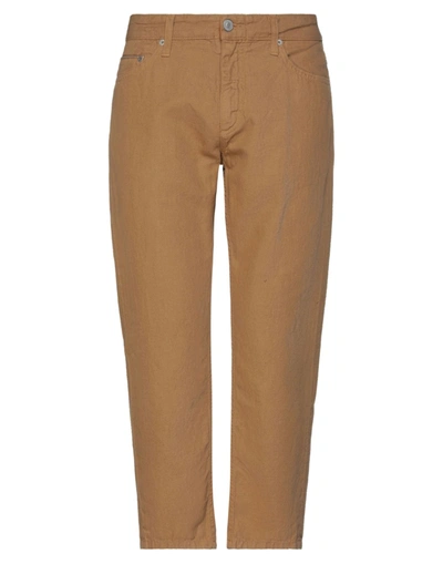 Shop Care Label Man Pants Camel Size 32 Cotton, Linen In Beige