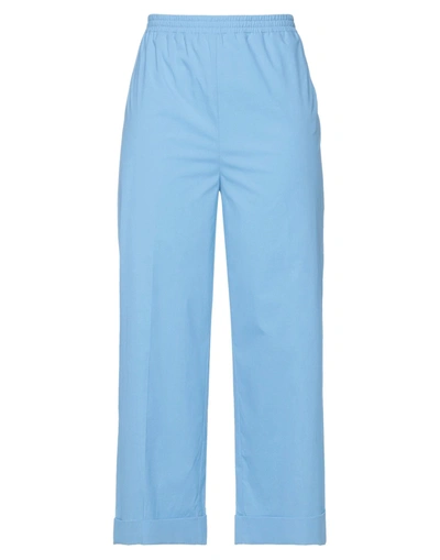 Shop Ermanno Scervino Woman Pants Sky Blue Size 2 Cotton, Elastane