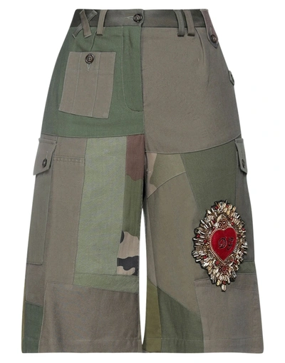 Shop Dolce & Gabbana Woman Pants Military Green Size 6 Cotton, Brass, Glass, Copper, Synthetic Fibers