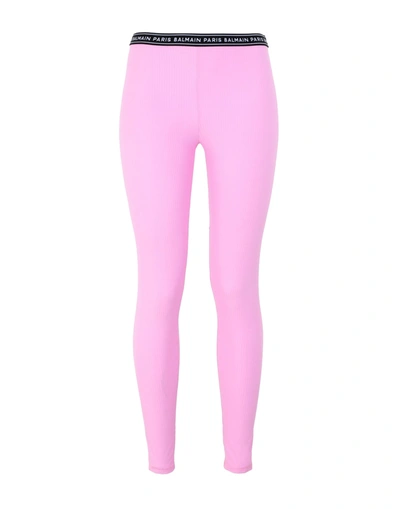 Shop Balmain Woman Leggings Pink Size 8 Polyamide, Elastane