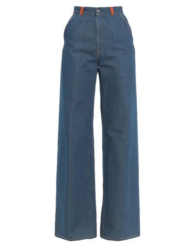 Shop Polo Ralph Lauren Woman Jeans Blue Size 27 Cotton, Bovine Leather