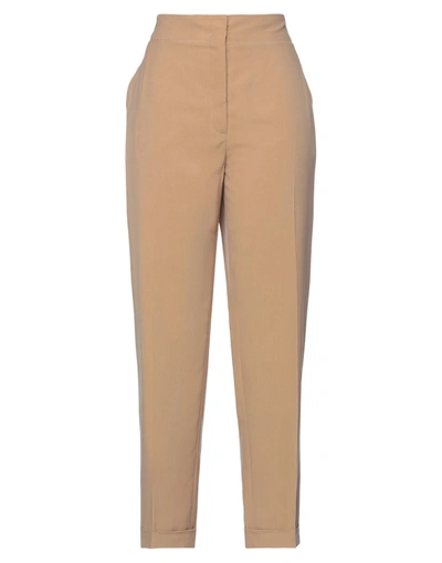 Shop Ferragamo Woman Pants Camel Size 10 Silk In Beige