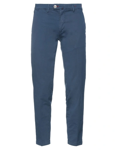 Shop Baronio Man Pants Slate Blue Size 33 Cotton, Elastane