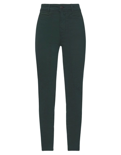 Shop High Woman Pants Dark Green Size 4 Cotton, Elastane