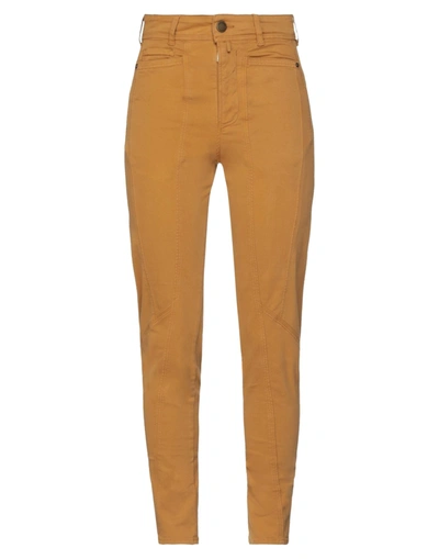 Shop High Woman Pants Ocher Size 8 Cotton, Elastane In Yellow