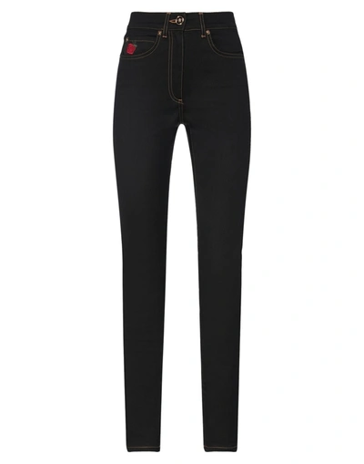 Shop Versace Woman Pants Black Size 26 Cotton, Polyester, Elastane, Viscose, Calfskin