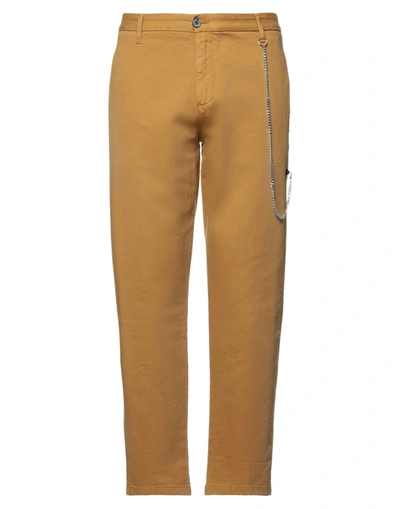 Shop Berna Man Pants Ocher Size 36 Cotton In Yellow