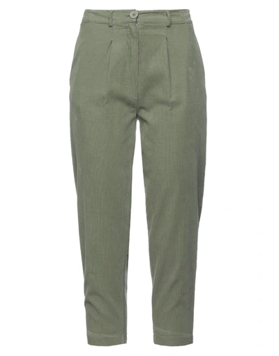 Shop Paola Prata Cropped Pants In Military Green