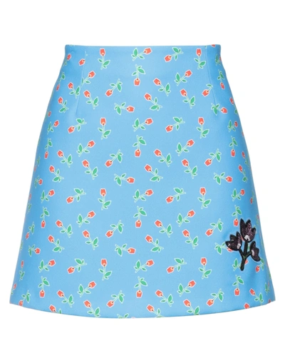 Shop Be Blumarine Woman Mini Skirt Azure Size 4 Polyester In Blue