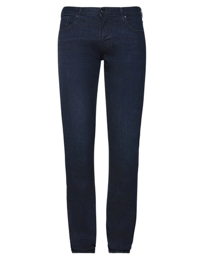 Shop Emporio Armani Man Jeans Blue Size 28w-34l Cotton, Elastane