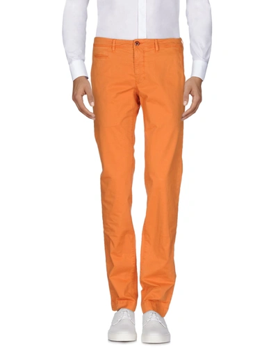 Shop Siviglia White Man Pants Orange Size 28 Cotton, Elastane