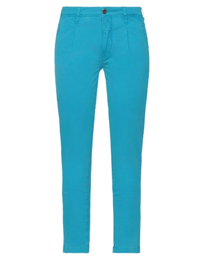 Shop Siviglia White Woman Pants Azure Size 26 Cotton, Elastane In Blue