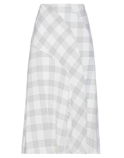 Shop Cedric Charlier Woman Midi Skirt White Size 6 Virgin Wool, Polyester
