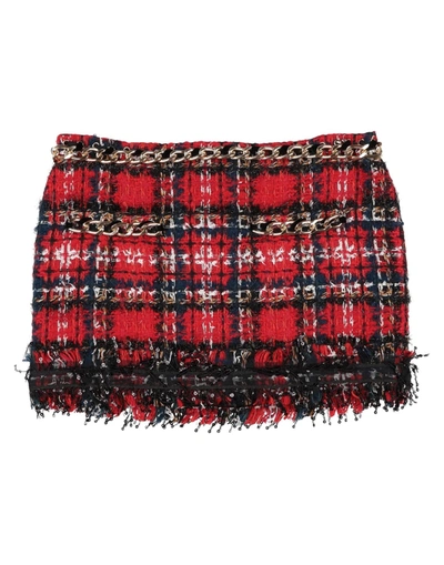 Shop Balmain Woman Mini Skirt Red Size 10 Synthetic Fibers, Wool, Cotton, Mohair Wool, Metallic Polyester