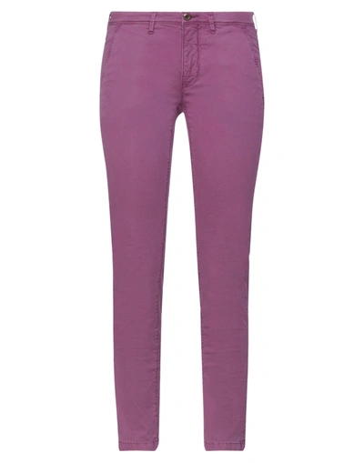 Shop Siviglia White Woman Pants Mauve Size 25 Cotton, Elastane In Purple