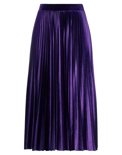 Shop Valentino Garavani Woman Midi Skirt Dark Purple Size S Polyester, Elastane