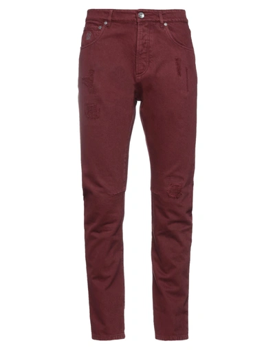 Shop Brunello Cucinelli Man Jeans Brick Red Size 34 Cotton