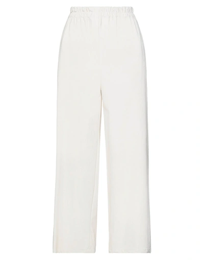 Shop Kaos Woman Pants Ivory Size 2 Polyurethane, Viscose In White