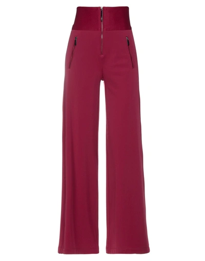 Shop High Woman Pants Burgundy Size 4 Nylon, Elastane In Red