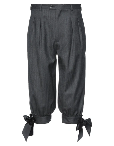 Shop Maison Margiela Man Cropped Pants Steel Grey Size 34 Wool, Silk