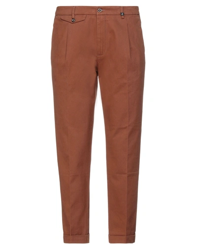 Shop Myths Man Pants Brown Size 38 Cotton, Elastane