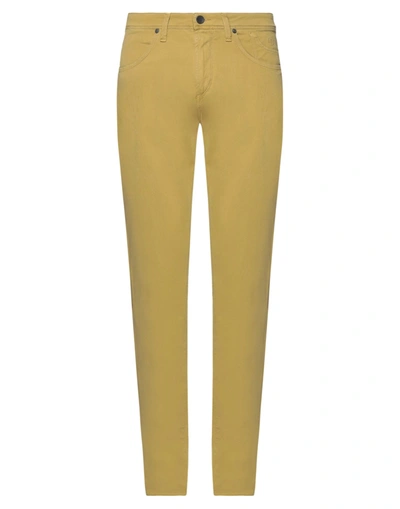 Shop Jeckerson Man Pants Ocher Size 29 Cotton, Lyocell, Lycra In Yellow