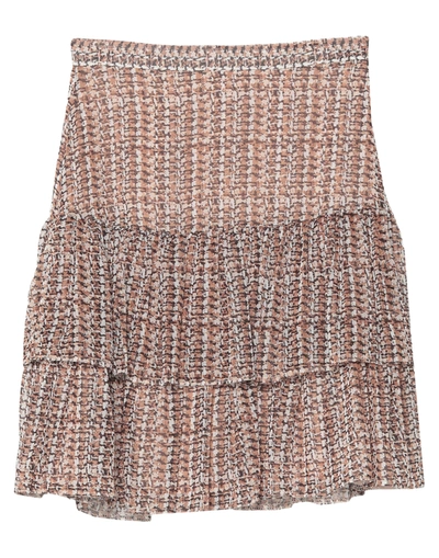 Shop Kaos Woman Mini Skirt Camel Size 6 Polyester, Metallic Fiber In Beige