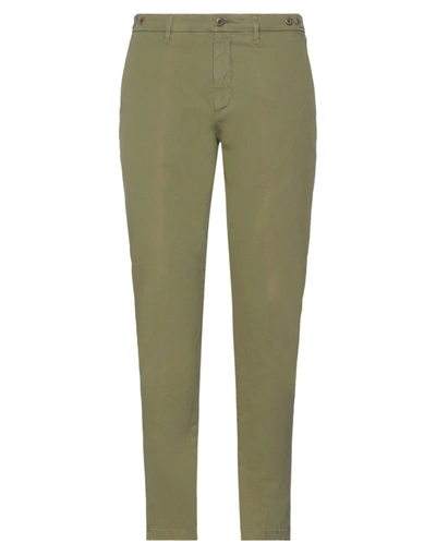 Shop Siviglia White Man Pants Military Green Size 30 Cotton, Elastane