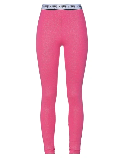 Shop Chiara Ferragni Woman Leggings Fuchsia Size L Polyamide, Elastane, Polyester In Pink
