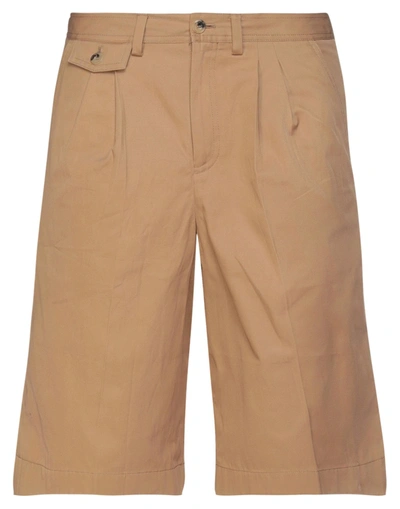 Shop Burberry Man Shorts & Bermuda Shorts Camel Size 34 Cotton, Polyester In Beige