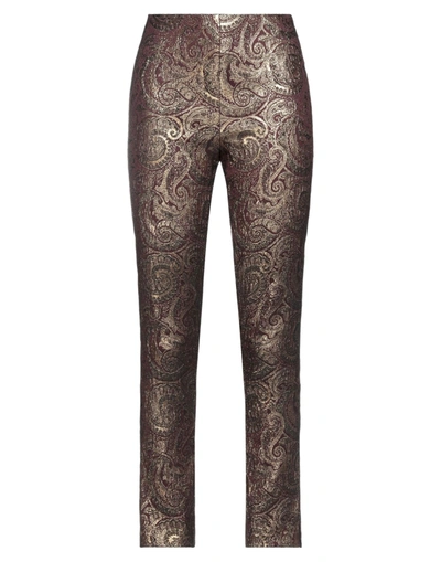 Shop Alice And Olivia Alice + Olivia Woman Pants Dark Brown Size 0 Polyester, Metallic Polyester