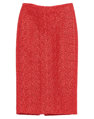 Shop Ermanno Scervino Woman Midi Skirt Coral Size 6 Polyester, Polyamide In Red