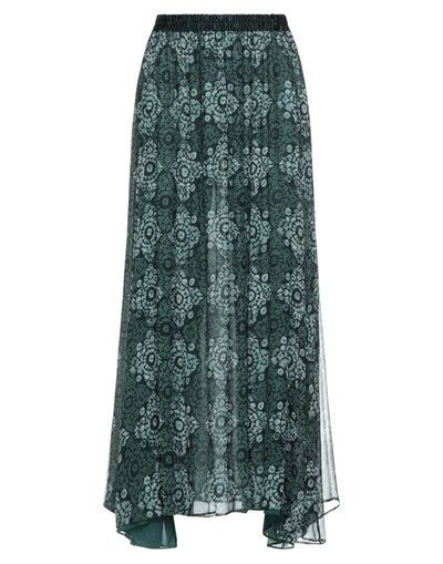 Shop Antonelli Woman Maxi Skirt Dark Green Size 6 Silk