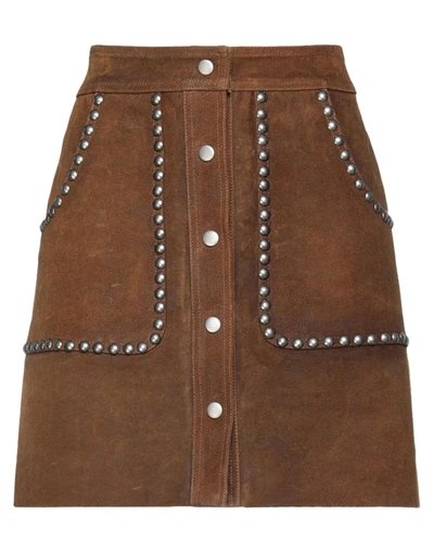 Shop Golden Goose Woman Mini Skirt Tan Size S Bovine Leather