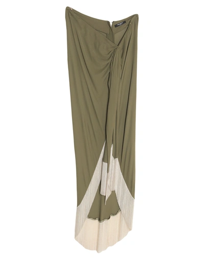 Shop Balmain Woman Midi Skirt Military Green Size 6 Viscose