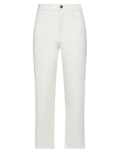 Shop Twinset Woman Jeans Ivory Size 32 Cotton In White
