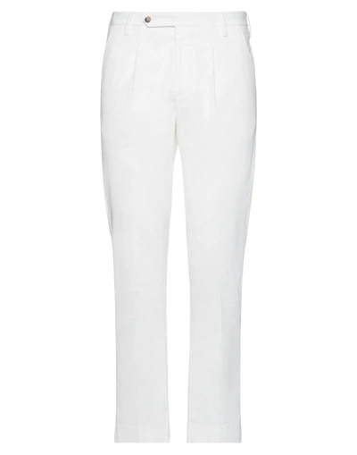 Shop Entre Amis Man Pants Ivory Size 35 Cotton, Elastane In White