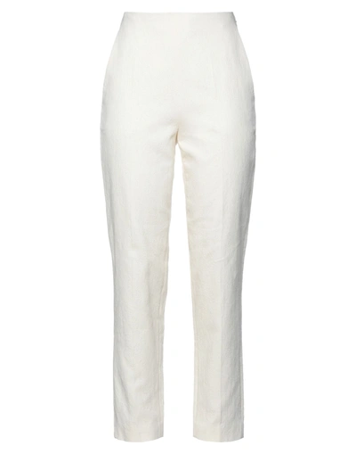 Shop Delpozo Woman Pants Ivory Size 10 Cotton In White