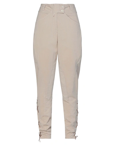 Shop High Woman Pants Beige Size 10 Cotton, Elastane