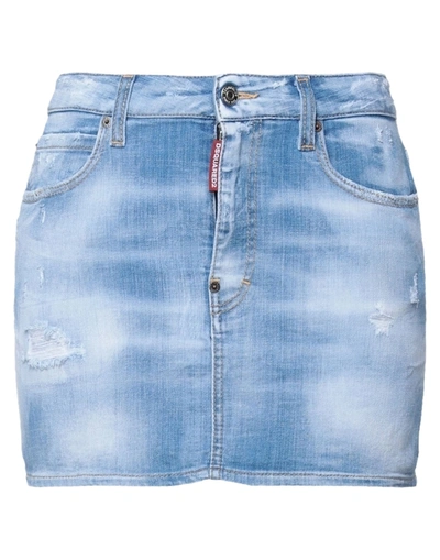 Shop Dsquared2 Woman Denim Skirt Blue Size 6 Cotton, Elastane, Bovine Leather