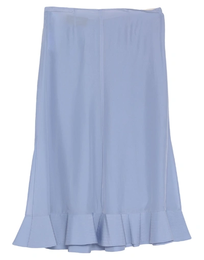 Shop Rochas Woman Midi Skirt Sky Blue Size 4 Silk
