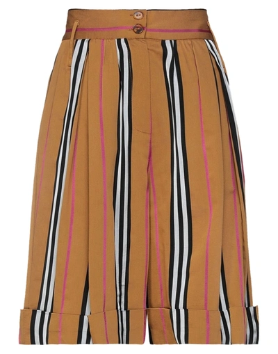 Shop Alysi Woman Shorts & Bermuda Shorts Ocher Size 6 Viscose, Cotton, Acetate In Yellow