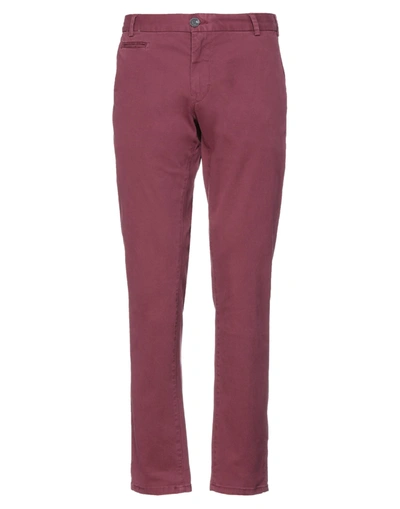 Shop Garcia Man Pants Burgundy Size 28w-32l Cotton, Elastane In Red