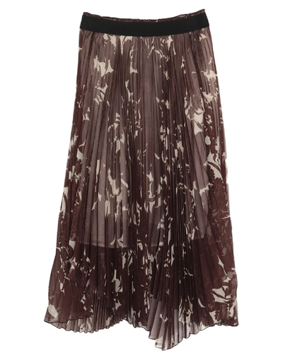 Shop Mauro Grifoni Woman Midi Skirt Dark Brown Size 4 Polyester