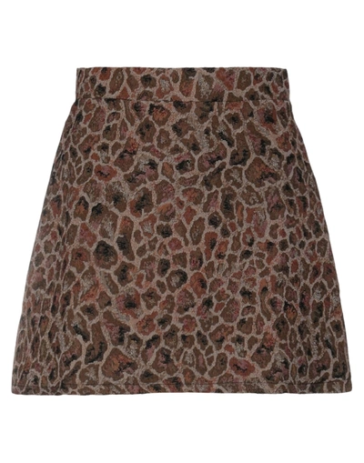 Shop Nineminutes Woman Mini Skirt Beige Size 1 Polyester, Cotton